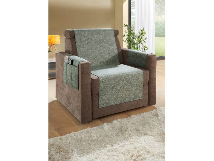 Wohnaccessoires mit gekettelten Abschlüssen in Melange-Optik, Grün, Größe 101 (Sesselschoner, 50x140 cm)