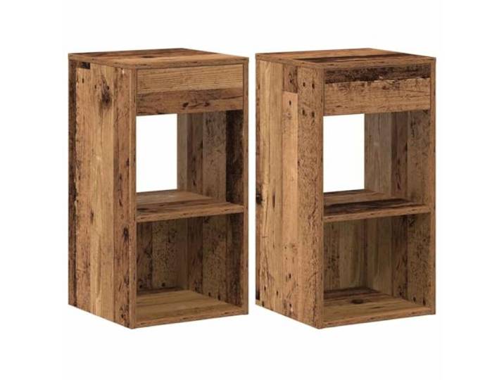 fsahslih 2er Set Nachttische mit Schublade Altholz-Optik 35x34x66,5 cm Kompakte Nachtkommode fürs Schlafzimmer mit offenem Fach, stabiler Holzwerkstoff-Bauweise und robuster Belastbarkeit.
