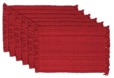 DII Design Imports Fringe Brown Variegated Kitchen Placemat Set (Set of 6)