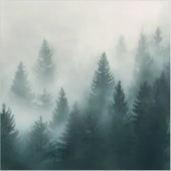 FOTOTAPETE Nadelwald im Nebel 288/288 cm