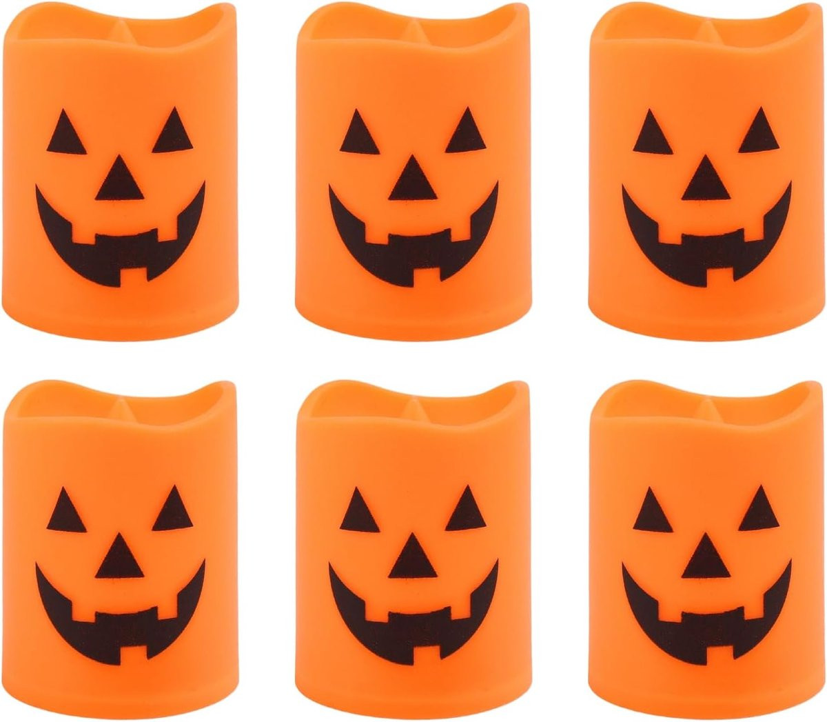 Set van 6 vlamloze LED kaarsen met warm geel flikkerend licht voor Halloween decoratie