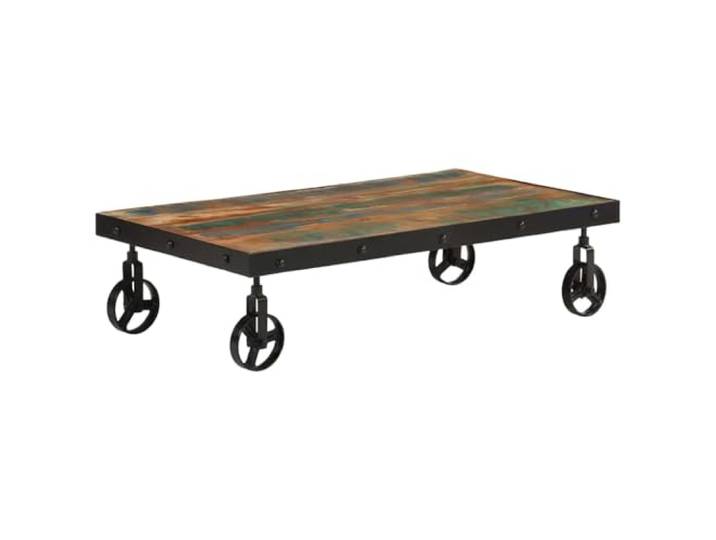 Favemtsl Couchtisch mit Rollen Altholz Massivholz 100x55x26 cm Flexibler Beistelltisch fürs Wohnzimmer aus Altholz und Stahl mit Rädern für müheloses Verschieben.