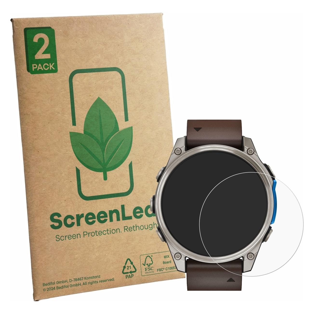 ScreenLeaf Schutzfolie für Garmin D2 Mach 2 (47 mm) Displayschutz Display Schutz Folie Klar Transparent (6164432)