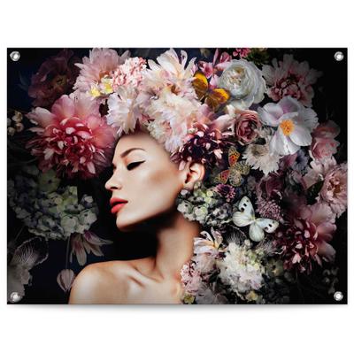 Poster REINDERS "Frau mit Blumenhut", rosa (farbe bild(er): rosa), B:80cm H:60cm T:0,1cm, Leinwand, Bilder, Poster, Outdoor für Garten oder Balkon