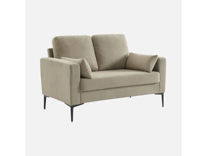 Sofa mit graubeigem Cordbezug - Bjorn - Fixes 2-Sitzer-Sofa, gerade, Metallfüße