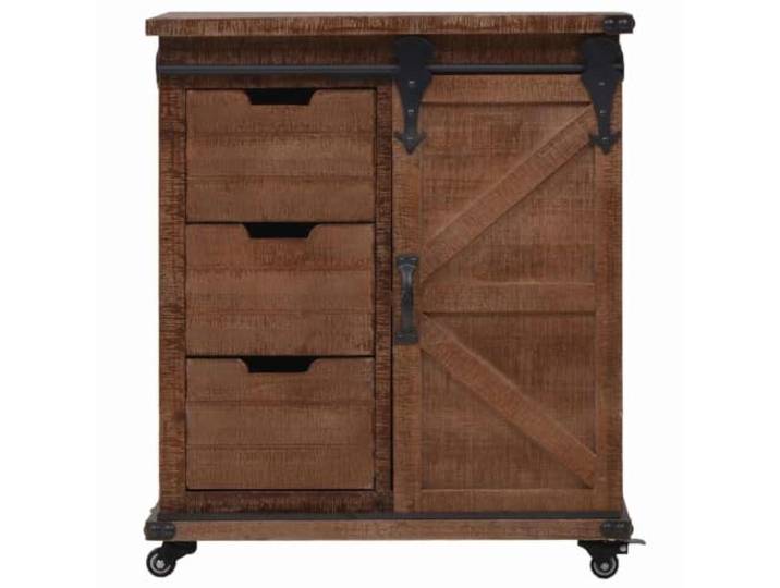 GFEROMRF Sideboard Massivholz Tanne 64x33,5x75 cm Braun Rollschrank Massivholz Tanne, Vintage-Stil, 4 Rollen, Hängetür, vielseitig nutzbar, einfache Montage