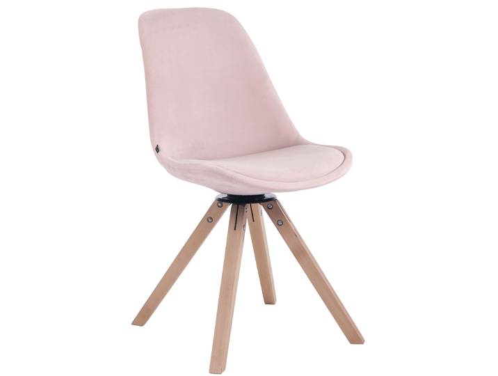 TPFLiving Esszimmerstuhl Troll Samt Gestell Buchenholz Square Natura - Pink