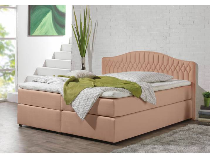 Boxspringbett, Mikrovelours, Braun (Cappuccino), 180×200 cm, 5-Zonen-Tonnentaschenfederkern, Maintal