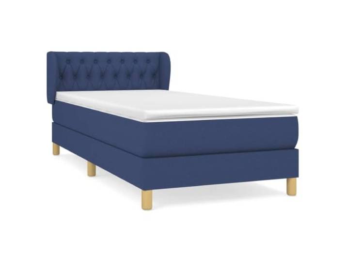 PUGYNBK Boxspringbett inklusive Matratze, blauer Stoff, 100 x 200 cm Verstellbares Kopfteil, Taschenfederkerne, mittlere Festigkeit, atmungsaktiv
