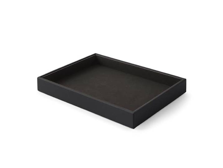 Eglooh - Atena - Deko Tablett Rechteckig Echtes Leder Schwarz - Tray, Dekotablett, Serviertablett Ideal für Konferenzräume - cm 32 x 24,2 x H.4 - Made in Italy