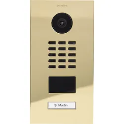 DoorBird D2101V IP Video Türsprechanlage Messing-Optik als PVD Beschichtung, Edelstahl V4A, hochglanzpoliert