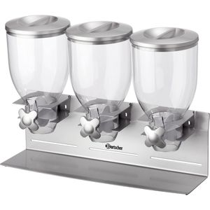 Bartscher Müslispender 3-fach, Stahl, wandmontierbar, 3 x 3,5 Liter