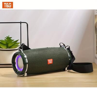 LightInthebox TG Portable Bluetooth Speaker with RGB Light, Wireless Outdoor Speaker with FM Radio, Hands-Free Calling, TF Card, USB and AUX Playback, Carry Strap for Travel, Party and Home Use