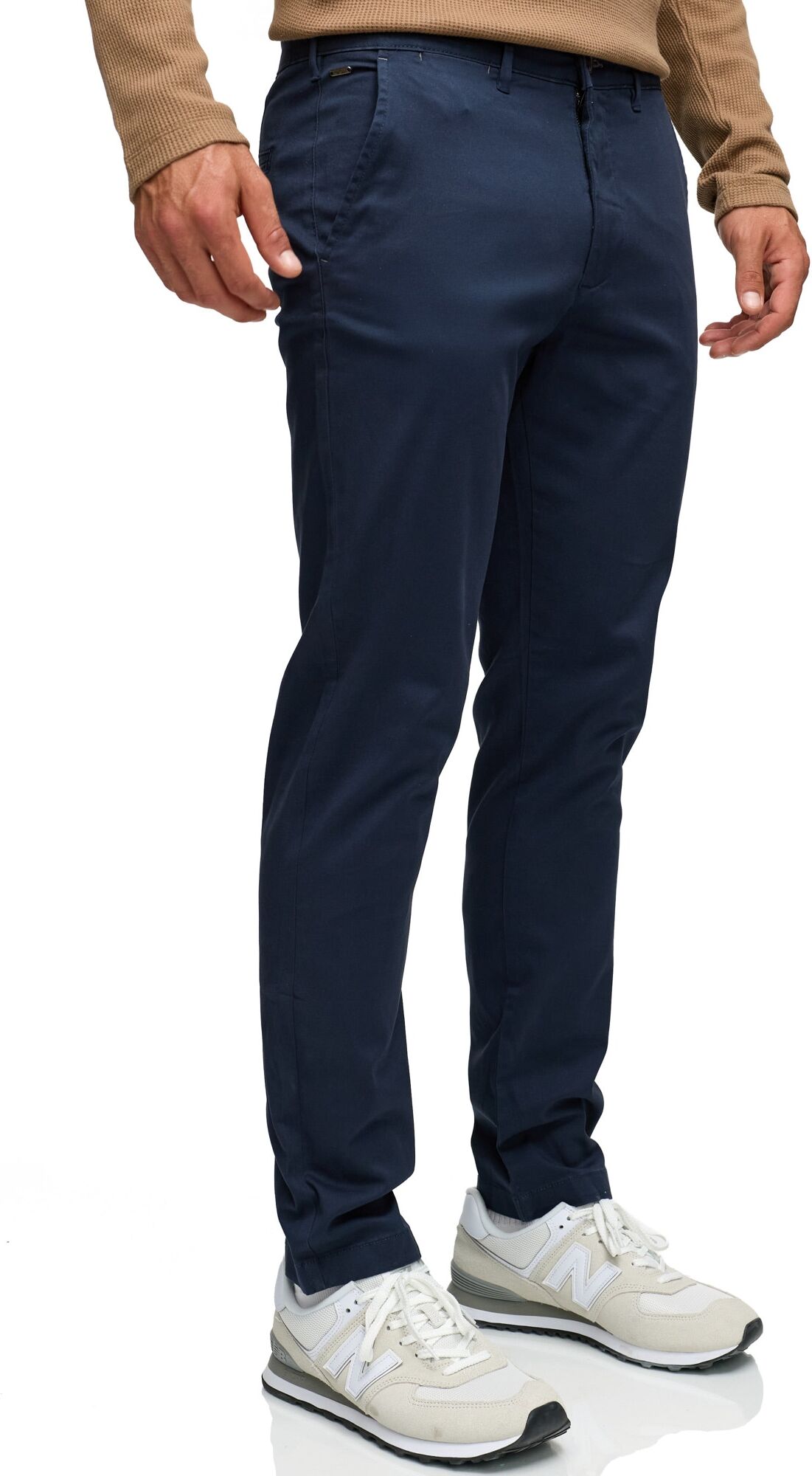 Chinos INDICODE "INRafle", Herren, Gr. 28, Länge 32, blau (navy), Web, Obermaterial: 98% Baumwolle, 2% Elasthan, unifarben, regular fit lang, Hosen Chinos navy 28, Länge 32