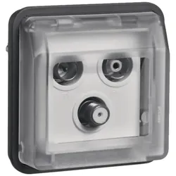 Hager W1 -Antennen-Steckdosen-Einsatz 3Loch SAT-Einzeldose, IP55, grau