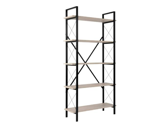 Etagère bois et métal 5 niveaux aspect travertin l90cm