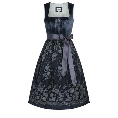 Dirndl NÜBLER "Midi Dirndl Korinna", Damen, Gr. 34, EURO, blau, Obermaterial: 90% Polyester PES. 10% Viskose CV., Kleider