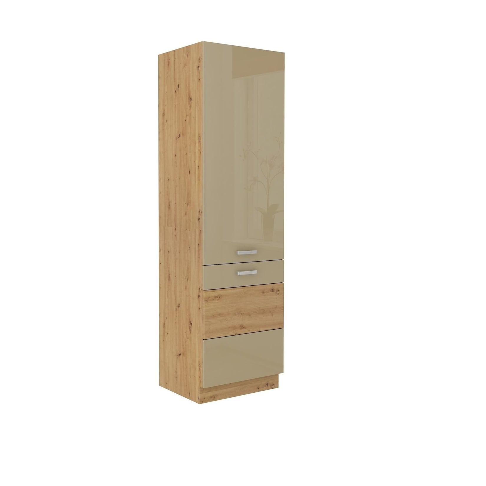 Küchen Hochschrank 60 Eiche Artisan Cappuccino Hochglanz Küchenzeile Küchenblock
