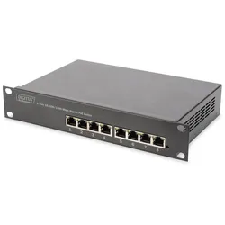 DIGITUS Gigabit Ethernet PoE Switch 8-Port PoE, 10 Zoll, 80W PoE Budget