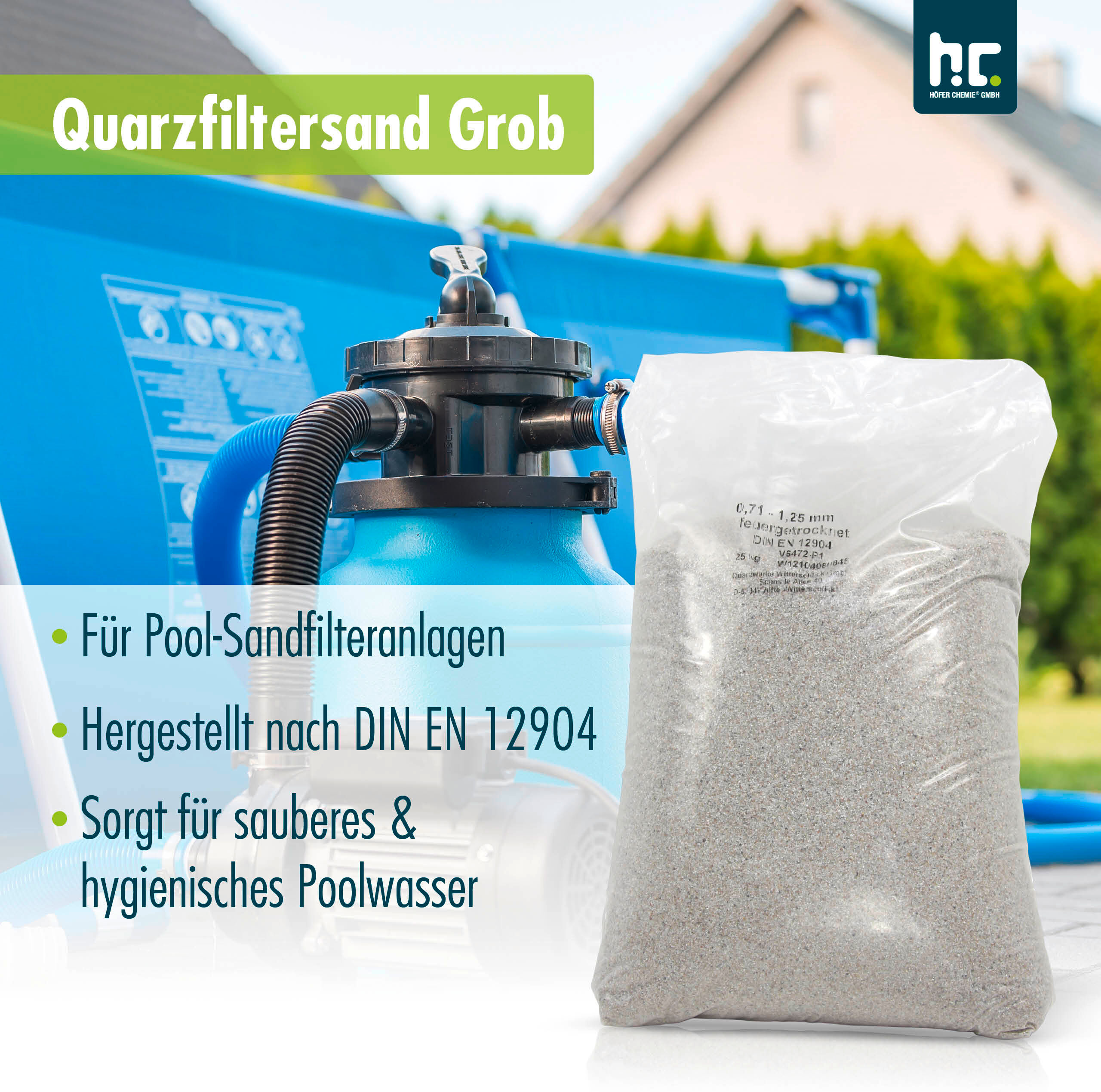 Höfer Chemie GmbH 20x 25 kg 0,71-1,25mm Sable de quartz 25kg