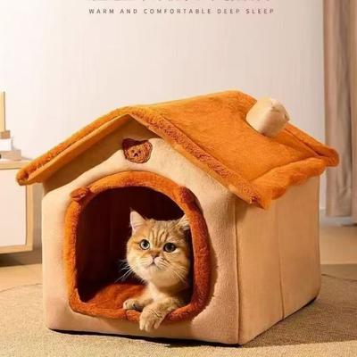 PRiME Premium Cozy Small Dog House Bed Washable Pet Bed For Cats & Small Dogs yellow l