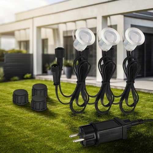 Briloner Connect to Shine LED grondinbouwspots set van 3, warm wit licht, zilver/grijs, inclusief transformator, IP67