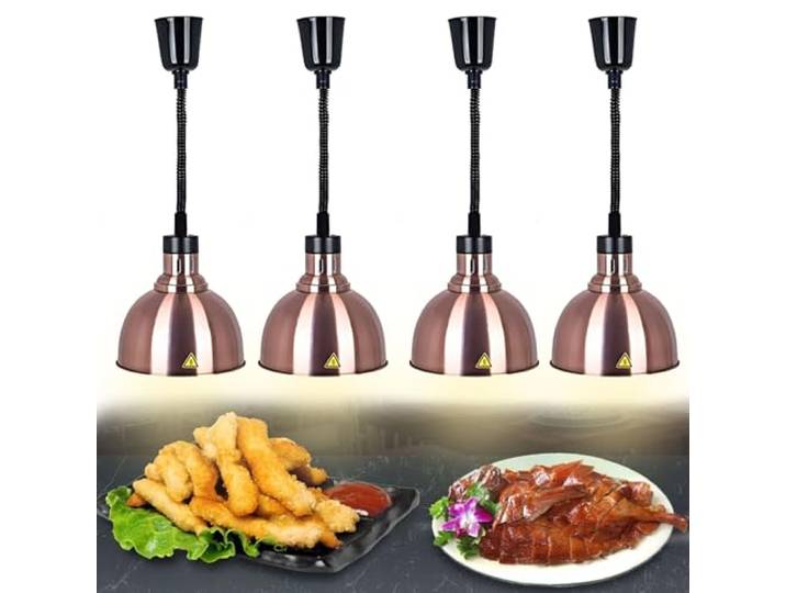 BOVDC Wärmelampe Küche Gastro, 25cm Speisewärmer Lampe für Buffet Hängend Wärmelampen für Speisen Höhenberstellbar, 250W Lebensmittel Wärmelampe Küche für Essen