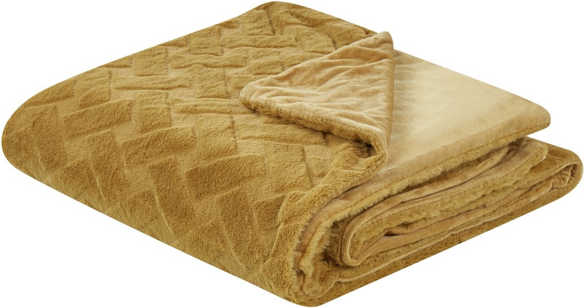 Beliani Bedsprei Mosterdgeel 200 x 220 cm