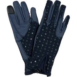 Equipage Kinder Reithandschuhe Maude Mesh Navy mit Sternen, Handschuhgröße: 8-10
