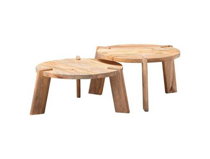 Beistelltisch-Set Wohnling 2-tlg. rund Mangoholz