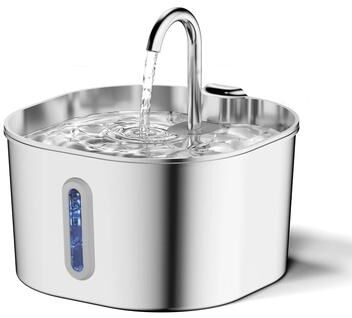 Inspired Living 2.2L Stainless Steel Cat Fountain With Quiet Filtration Pump b