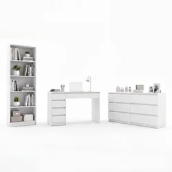 Möbelset Schreibtisch Arto + Kommode Malwa M6 + Regal R60 WEISS für Zimmer Büro