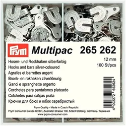 Prym Hosen/Rockhaken und Stege ST 12 mm silberfarbig, Nähzubehör, Silber