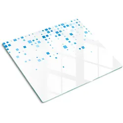 GLASPLATTE 60x52 cm Blaue Quadrate