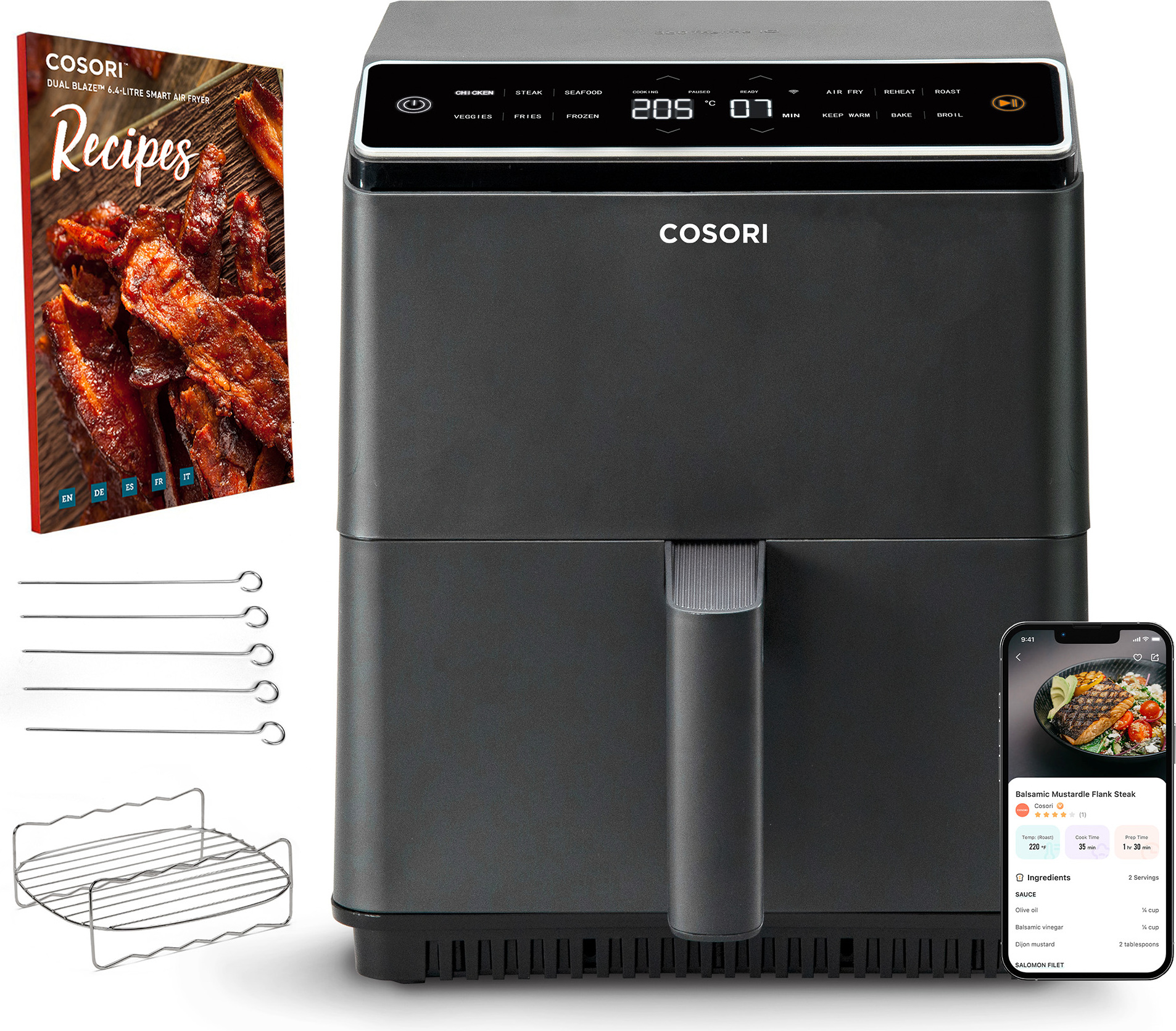 COSORI 6.4L DUAL BLAZE XXL Heißluftfritteuse, schwarz