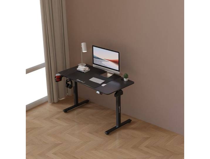 Bureau électrique à hauteur réglable Stryn assis debout plateau rectangulaire 120 x 60 cm noir