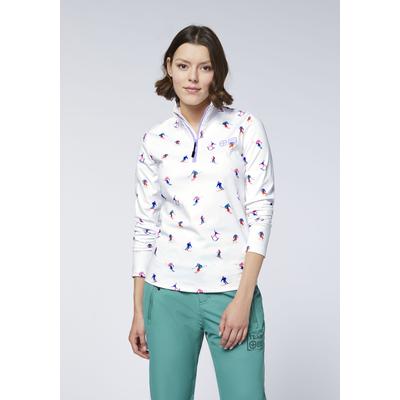 Troyer CHIEMSEE, Damen, Gr. M (38/40), weiß, 87% Polyester, 13% Elasthan, bedruckt, slim fit, ohne Ausschnitt, gerader Abschluss, Pullover Troyer, - aus funktionalem Technical Fleece
