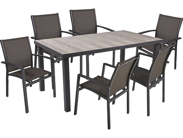 Garten-Essgruppe GARDEN PLEASURE RANA , grau, Aluminium, Sitzmöbel-Sets, Garten-Essgruppe