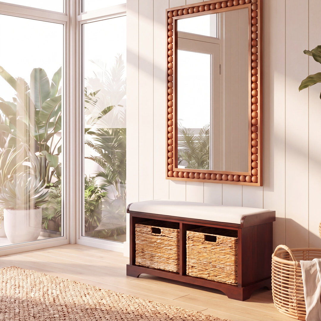Safavieh Briananthony Linen Upholstered Storage Bench Cherry 50.8cm H X 83.82cm W X 41.4cm D