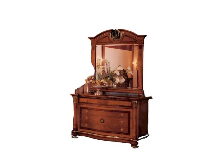 Xlmoebel Kommode Braunes Schlafzimmermöbel-Set aus hochwertigem Holz (Kommode + Spiegel, Set Kommode + Spiegel), Hergestellt in Europa