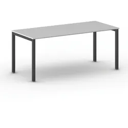 Bürotisch PRIMO SQUARE 180x80 cm, schwarzes Metallgestell, grau