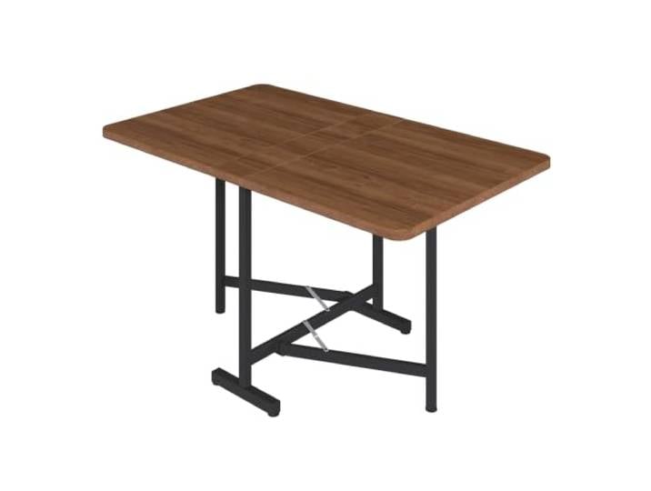 I0I&I0I Ausziehbarer Esstisch Modernes Design Faltbarer Tisch mit Stabiler Legierungsstütze für Esszimmer Küche (Walnut + MDF + MDF)