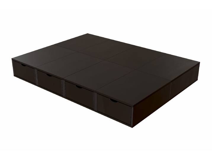 Lit double avec rangement tiroirs Cube - 140x200 140x200 Noir
