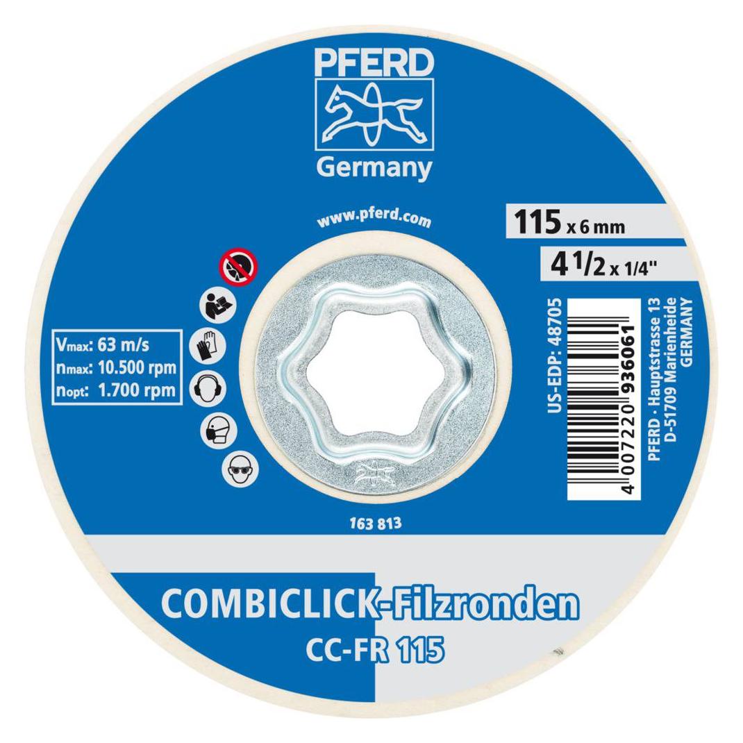 Pferd COMBICLICK Filzronden CC-FR Ø 115 mm für Vor-und Hochglanzpolitur für Winkelschleifer (42003015)