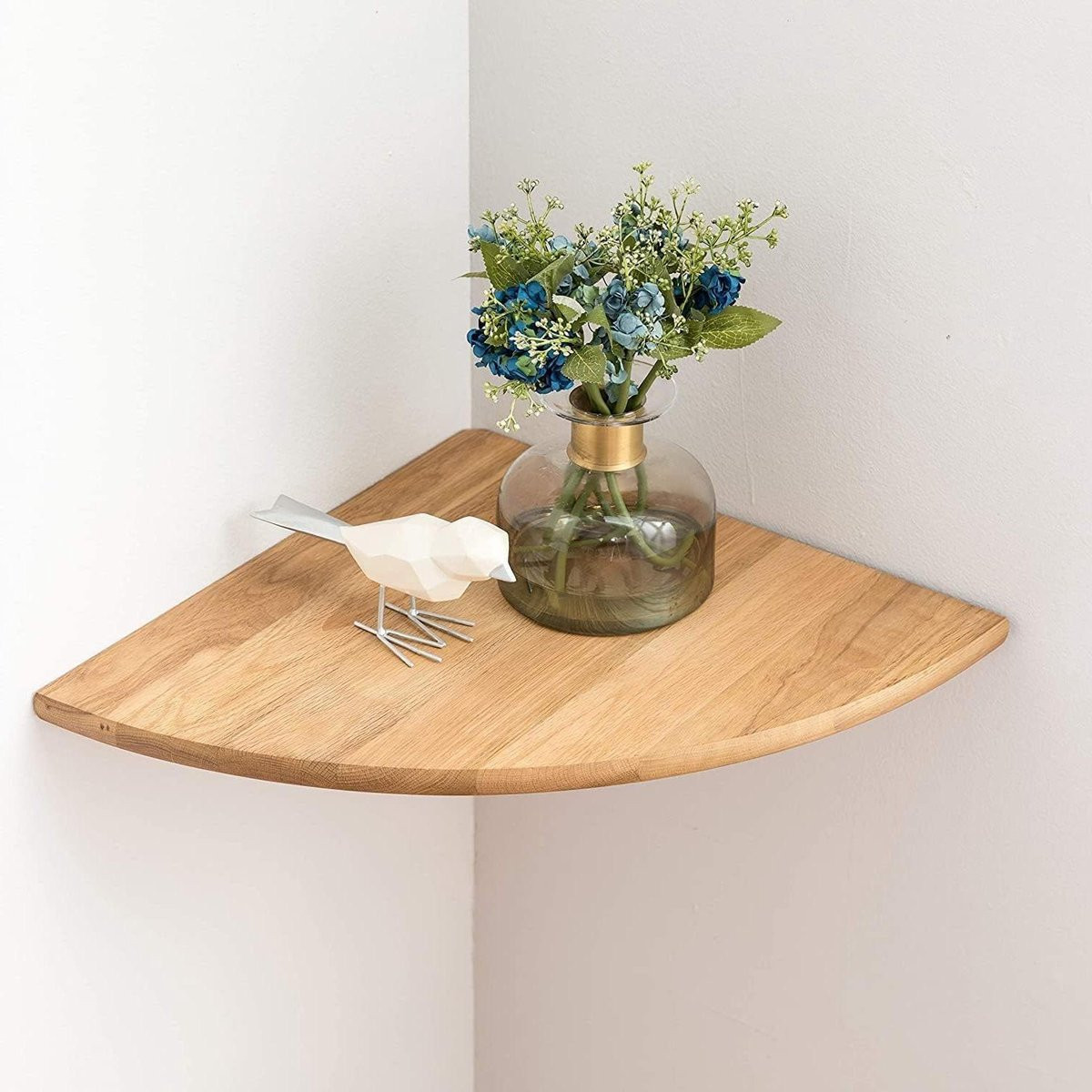 Merkloze Houten Hoekplank - Drijvende Wandplank van Massief Eikenhout - 30 cm