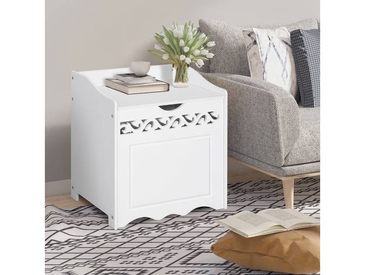 HOMCOM Armoire Bois Blanc 55x34x58cm Rangement Salle de Bain