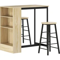 BARTISCH mit Barhocker Set, 3-tlg. Bartisch-Set mit Küchentisch, Stauraum