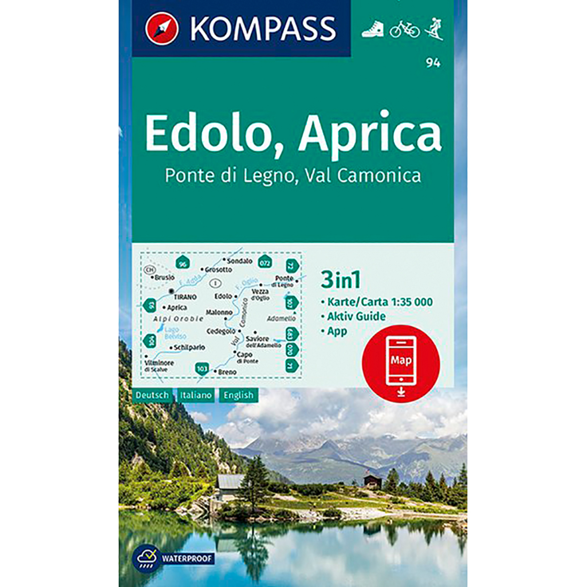 Kompass Verlag WK 94 Edolo - Aprica Topografische Karten