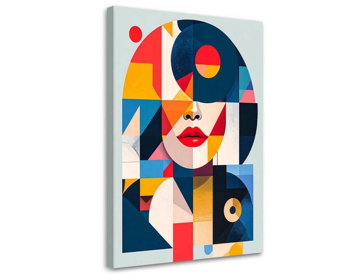 Feeby Leinwandbild Abstraktion Frau Bauhaus 70x100cm, Mehrfarbig, Rechteckig, 70x100 cm, Bilder & Rahmen, Bilder, Leinwandbilder