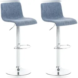 DELUKE® Barhocker 2er Set BERLIN - Blau, Stoff | Barhocker mit Lehne Barstuhl Tresenhocker Tresenstuhl Kneipenhocker Kneipenstuhl